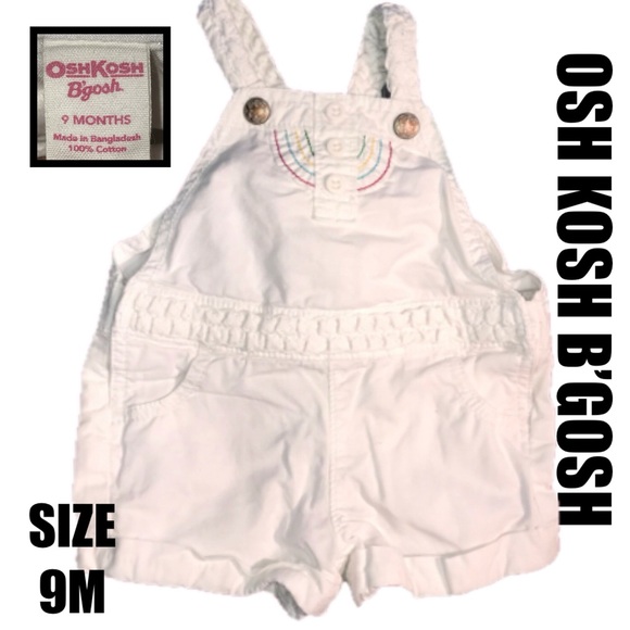 OSH KOSH B’GOSH WHITE OVERALL SHORTS 9 M - Picture 1 of 12